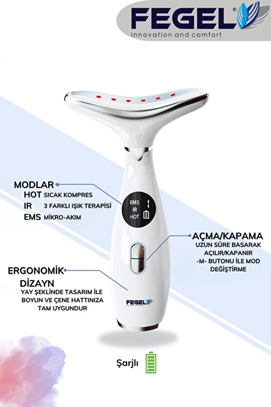 FG-51 Boyun ve Yüz 3 Programlı EMS Güzellik Cihazı – Kırışıklık, Sarkma ve Gıdık Karşıtı