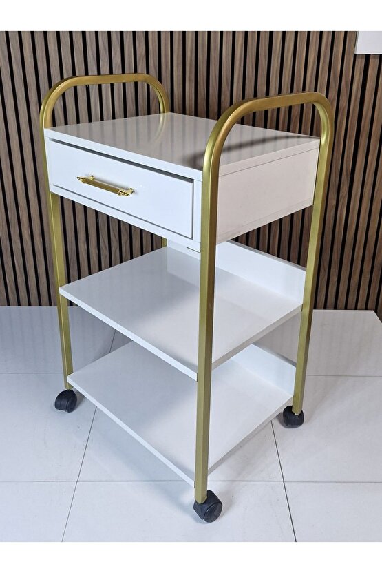 Etejer Gold (çekmeceli , tekerlekli ) Mat Gold