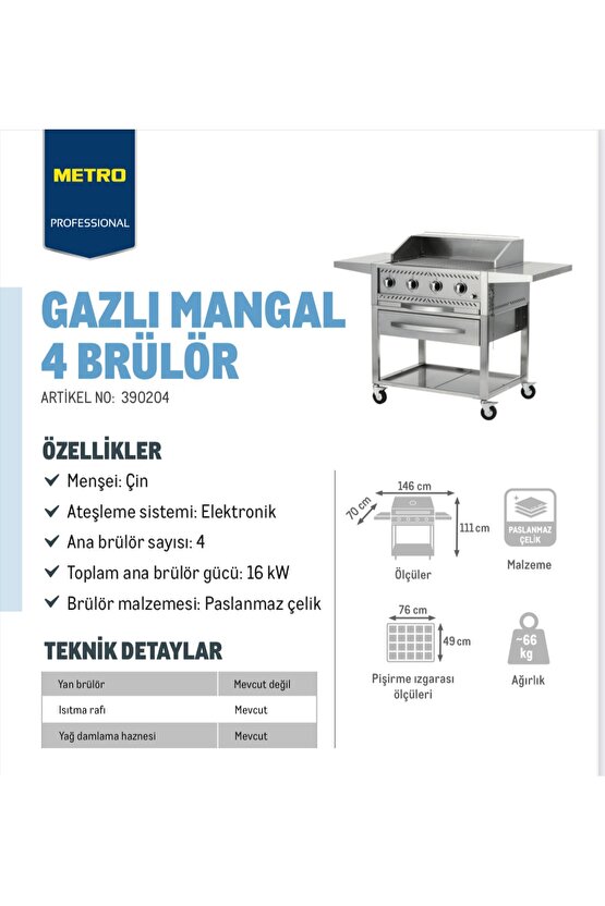 Gazlı Barbekü Mangal