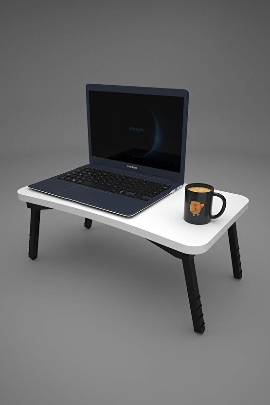 Laptop Sehpası Seyyar Kahvaltı Masası Katlanır Çalışma Sehpası Beyaz