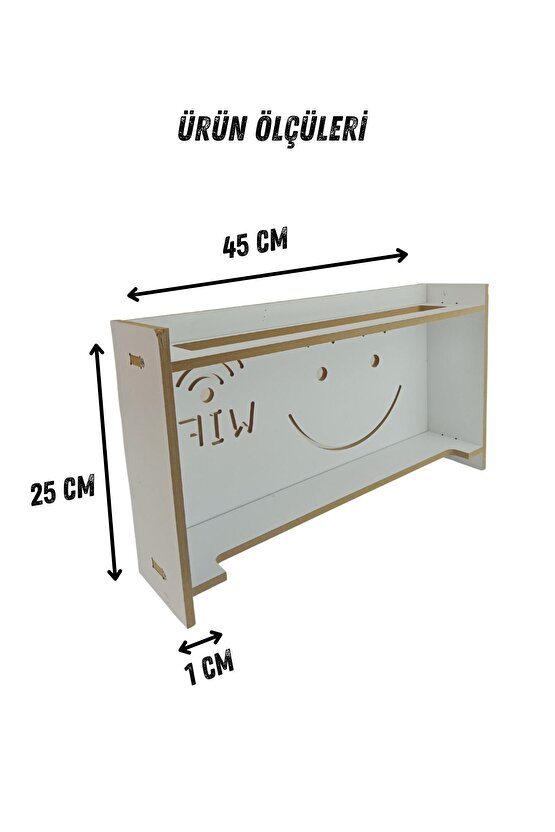Dekoratif Modem-Wifi Saklama Kutusu Beyaz Duvara Asılabilir 45 x 25 x 10 CM