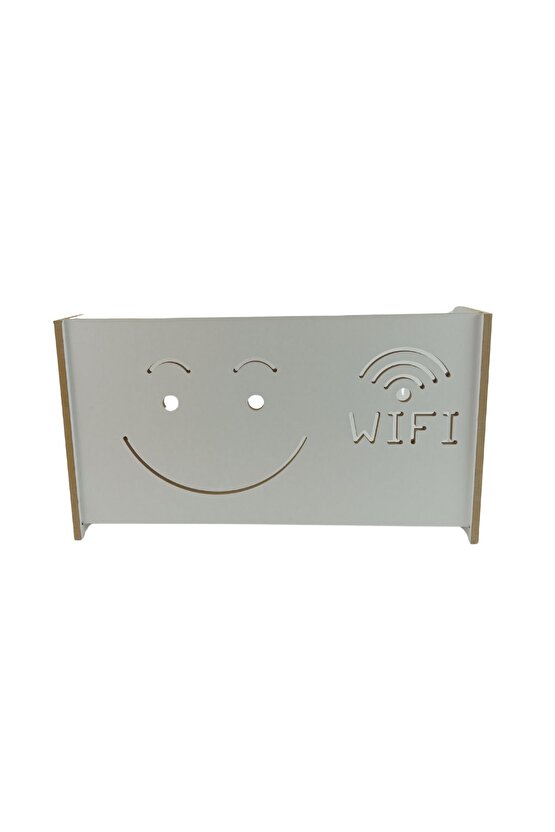 Dekoratif Modem-Wifi Saklama Kutusu Beyaz Duvara Asılabilir 45 x 25 x 10 CM