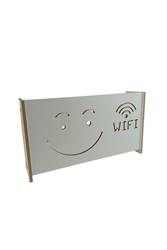 Dekoratif Modem-Wifi Saklama Kutusu Beyaz Duvara Asılabilir 45 x 25 x 10 CM