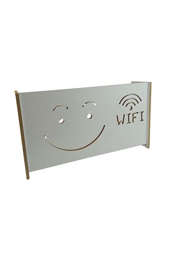 Dekoratif Modem-Wifi Saklama Kutusu Beyaz Duvara Asılabilir 45 x 25 x 10 CM