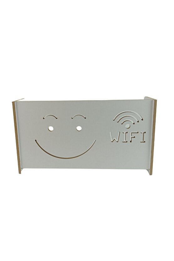 Dekoratif Modem-Wifi Saklama Kutusu Beyaz Duvara Asılabilir 45 x 25 x 10 CM