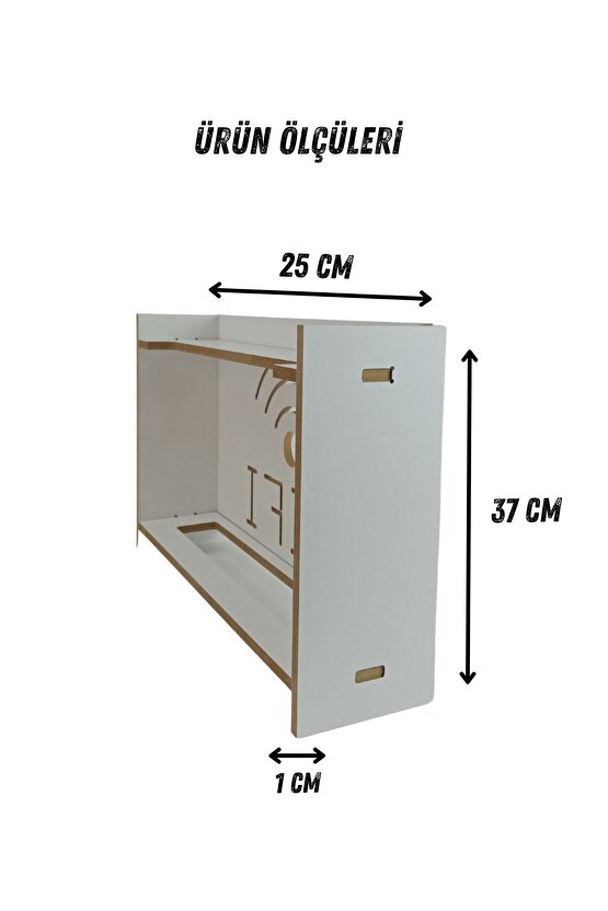Dekoratif Beyaz Duvara Asılabilir Modem-Wifi Saklama Kutusu 37 x 25 x 10 CM