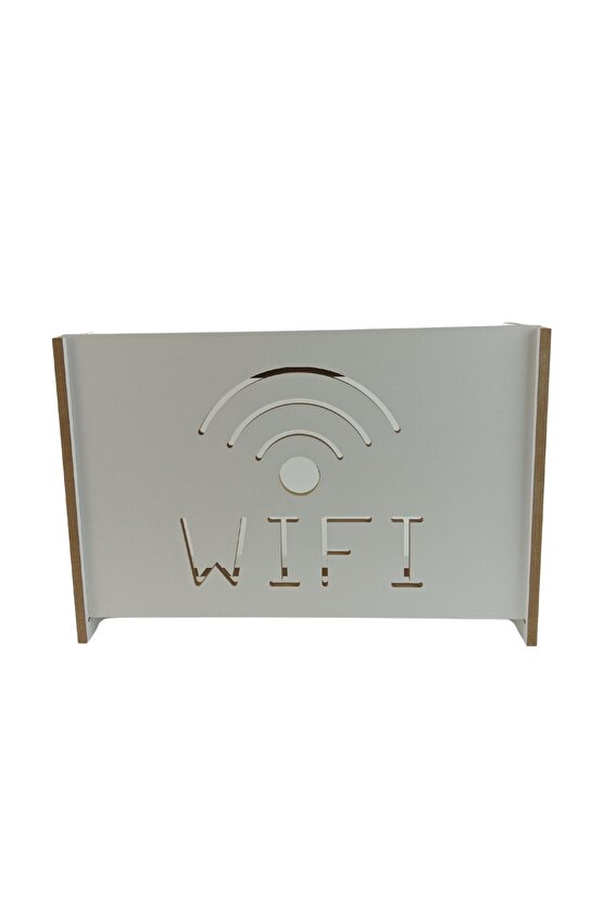 Dekoratif Beyaz Duvara Asılabilir Modem-Wifi Saklama Kutusu 37 x 25 x 10 CM