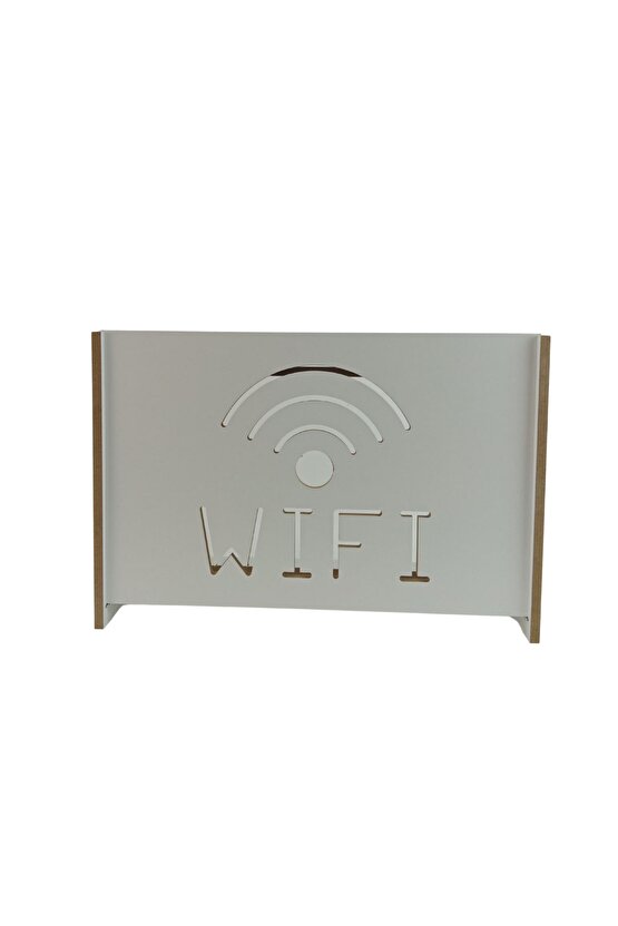 Dekoratif Beyaz Duvara Asılabilir Modem-Wifi Saklama Kutusu 37 x 25 x 10 CM