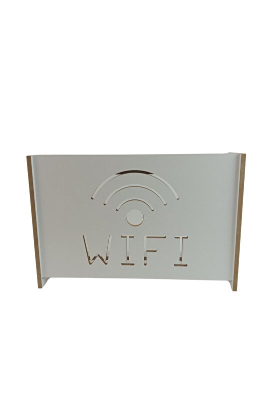 Dekoratif Beyaz Duvara Asılabilir Modem-Wifi Saklama Kutusu 37 x 25 x 10 CM
