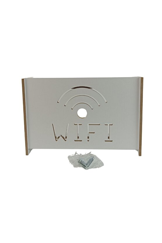 Dekoratif Beyaz Duvara Asılabilir Modem-Wifi Saklama Kutusu 37 x 25 x 10 CM
