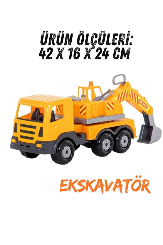 Oyuncak İş Makinesi Seti 3lü Set Ekskavatör, Vinç, Kepçe  İnşaat Seti & İnşaat Araçaları