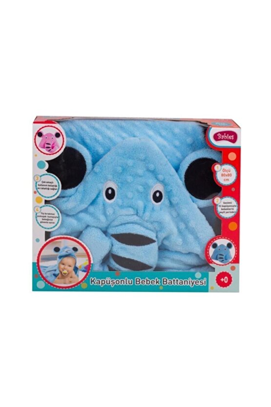 Babies Bebek Mavi Kapşonlu Battaniyesi