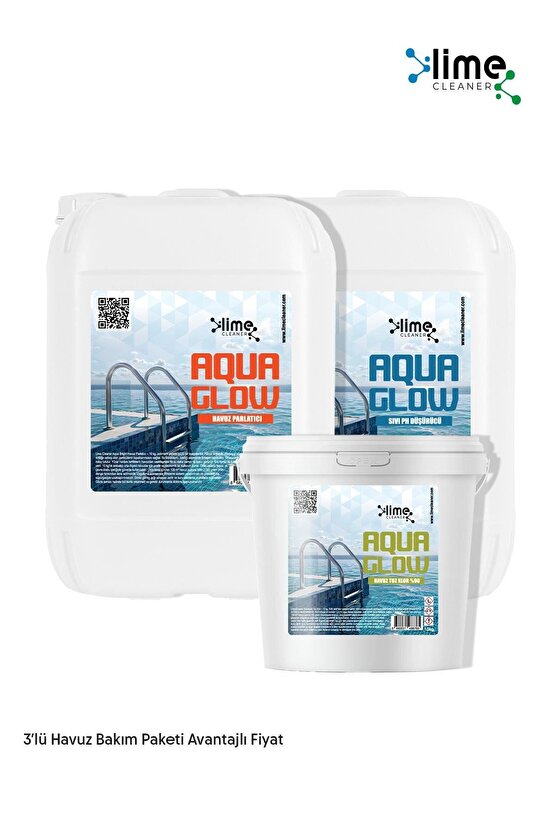 Havuz Parlatıcı, Sıvı pH Düşürücü ve Toz Klor %90 | Havuz Kimyasal Üçlüsü Avantajlı Paket 10 kg x 3
