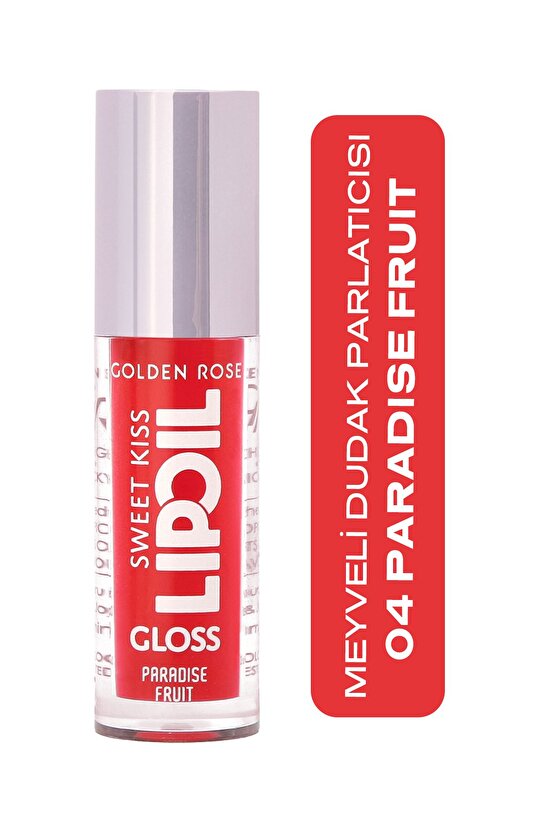 Sweet Kiss Rosehip, Murumuru ve Jojoba Yağı İçeren Meyveli Dudak Parlatıcı Yağ- No: 04