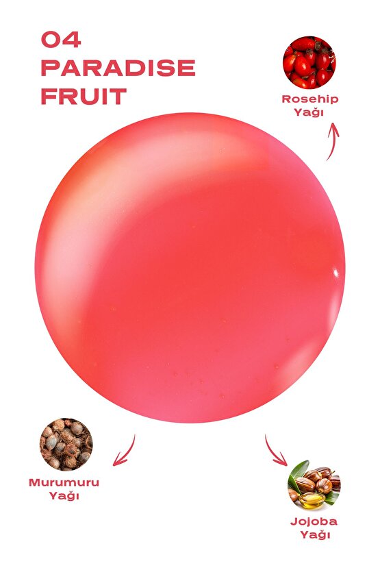 Sweet Kiss Rosehip, Murumuru ve Jojoba Yağı İçeren Meyveli Dudak Parlatıcı Yağ- No: 04