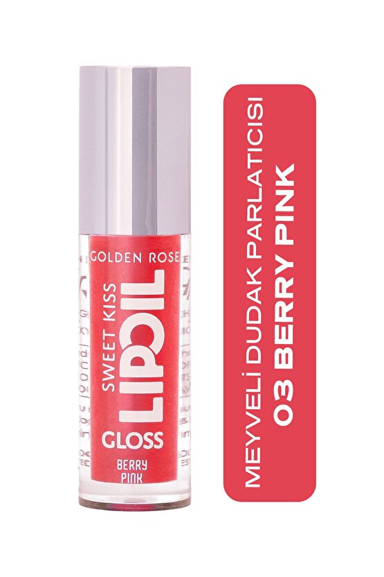 Sweet Kiss Rosehip, Murumuru ve Jojoba Yağı İçeren Meyveli Dudak Parlatıcı Yağ- No: 03
