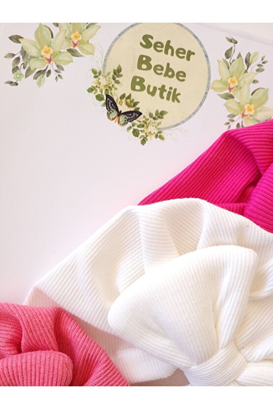 Kız Bebek & Çocuk Renkli Fiyonklu Bone 3Lü Set