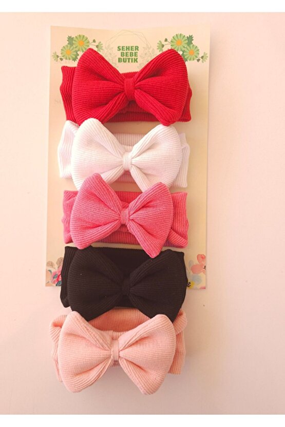 Kız Bebek & Çocuk Fiyonklu Bandana Set - Yumuşak- Esnek