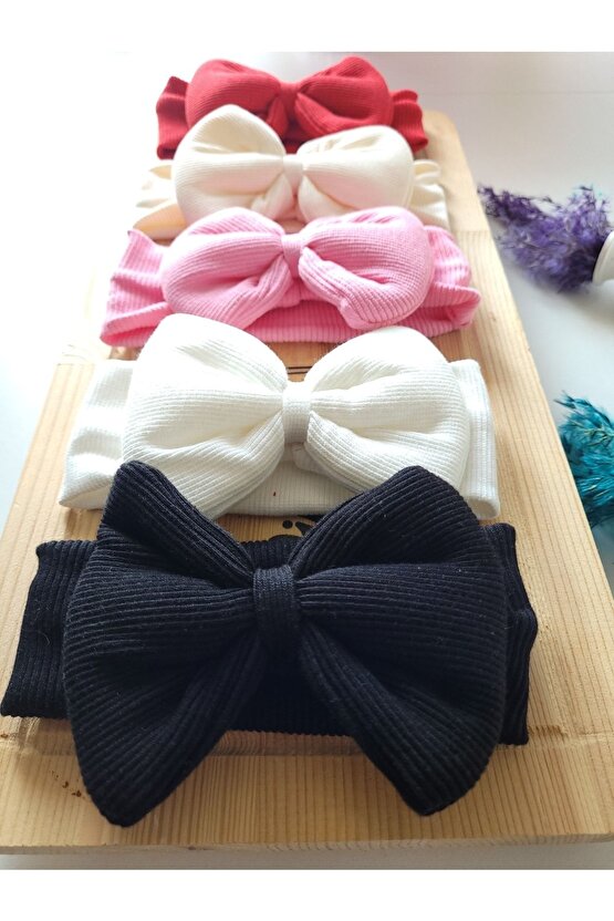 Kız Çocuk & Bebek Kaşkorse Fiyonklu Bandana 5li Set
