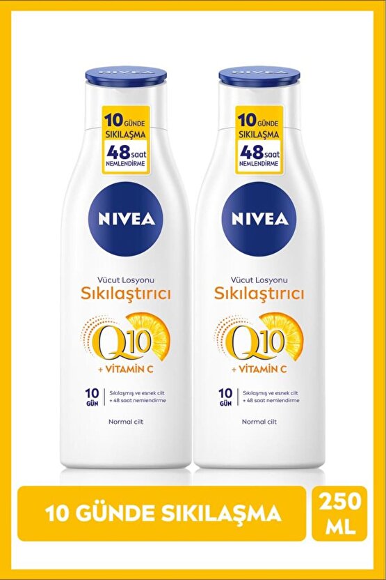 Q10 Sıkılaştırıcı Vücut Losyonu 250ml, 7 Günde Sıkılaştırıcı, C Vitamini, Nemlendirici, X2 Adet