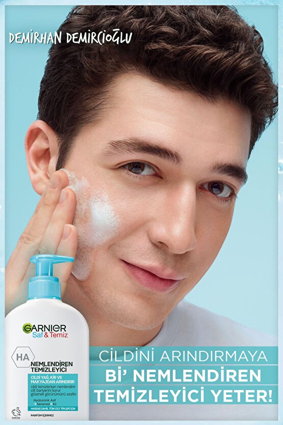 Saf ve Temiz Nemlendiren Temizleyici 250 ml (Hyaluronik Asit + Seramid + Beyaz Kil)