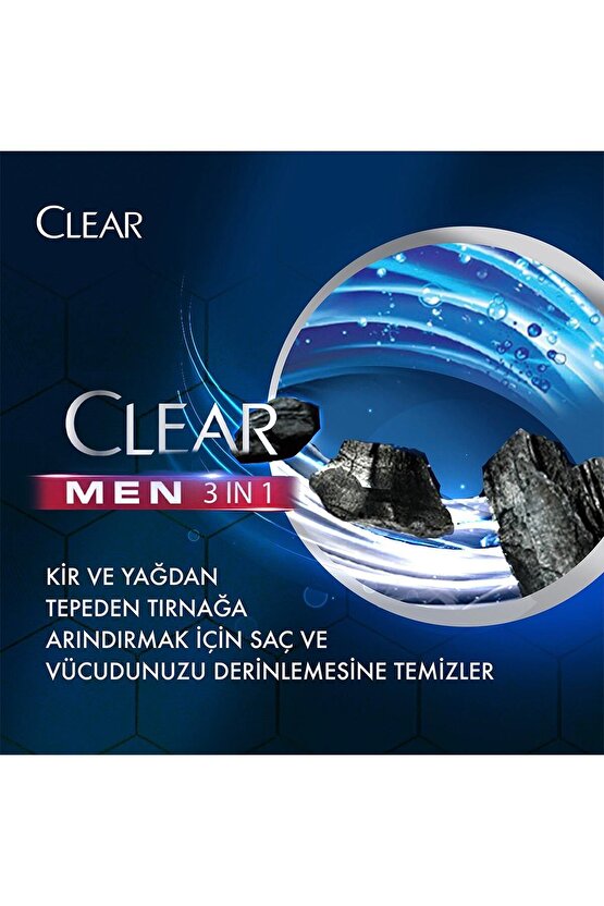 350 ml Men Şampuan 3 In 1 Kömür