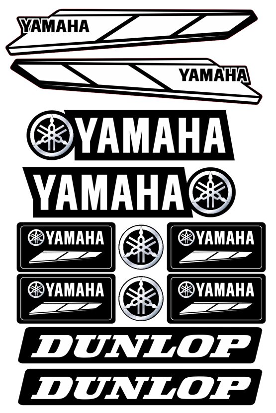 Yamaha Motosiklet Sticker Seti | 17 Parça | Su Geçirmez & Dayanıklı Etiketler | Dunlop Logolu