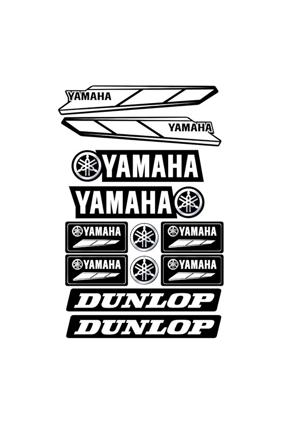 Yamaha Motosiklet Sticker Seti | 17 Parça | Su Geçirmez & Dayanıklı Etiketler | Dunlop Logolu