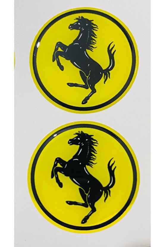 Ferrari Logo Sarı (5X5 CM) Ikili Damla Etiket