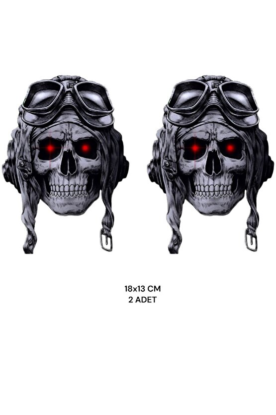 MOTORCU KURU KAFA STİCKER 2 ADET MOTORSİKLET KASK LAPTOP DOLAP