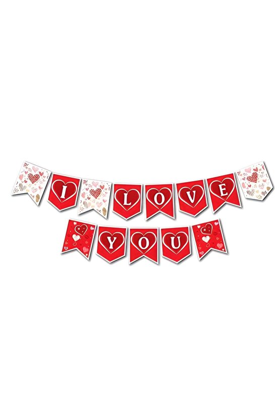 Mini Party Store Zikzak Banner I Love You