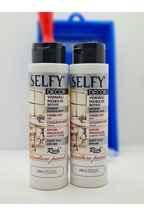 Selfy Decor 500 Cc ( 750 gr ) X (2 ADET) Antik Beyaz Kendinden Vernikli Dolap Boyama Seti