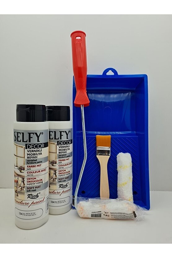 Selfy Decor 500 Cc ( 750 gr ) X (2 ADET) Antik Beyaz Kendinden Vernikli Dolap Boyama Seti