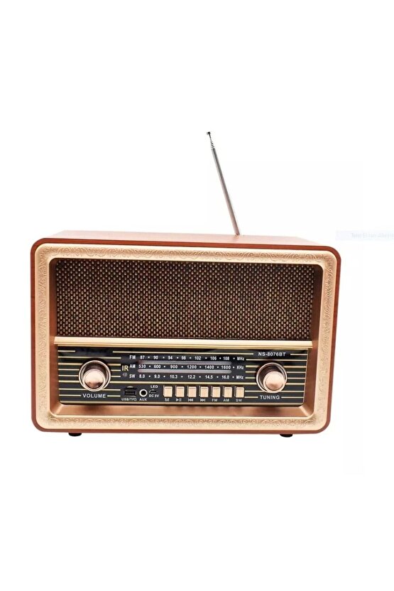 Kablosuz Nostaljik Radyo Bluetooth Hoparlör Fm Radio Sd Kart Usb Girişli Şarjlı Speaker