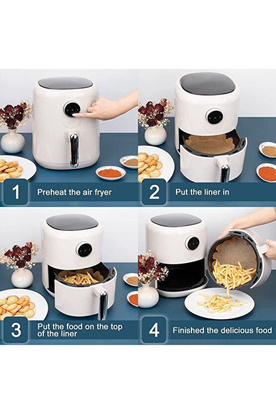 Airfryer Pişirme Kağıdı Hava Fritözü Kare Model Pişirme Kağıdı Airfryer Yağsız Firitöz 50 Adet