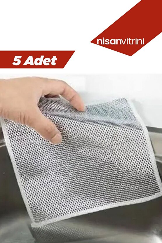 5 Adet Çok Fonksiyonlu Çizilmez Tel Bulaşık Bezi - Mutfak ve Izgara Temizliği için Pratik Çözüm
