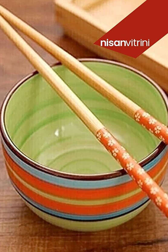 Bambu Chopstick 1 Çift Desenli Ve Yıkanabilir Çin Kore Çubukları - Sushi, Ramen Noodle Çubuğu