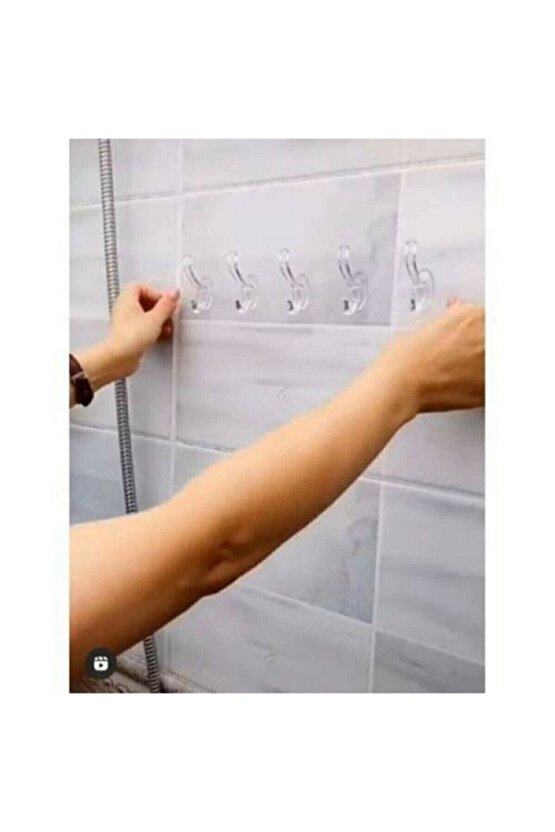 Askı Şeffaf Süper Yapışkan Askı Banyo, Mutfak Düzenleyici Askı Pratik Yapışkanlı Dayanıklı 5li