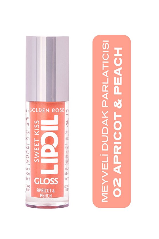 Sweet Kiss Rosehip, Murumuru ve Jojoba Yağı İçeren Meyveli Dudak Parlatıcı Yağ- No: 02