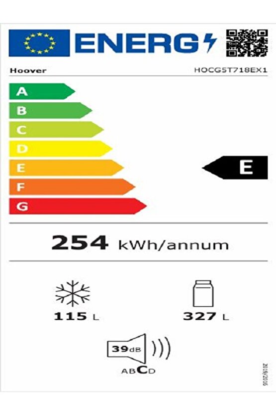 HOCG5T718EX1 E Enerji Sınıfı 442 Lt No Frost Buzdolabı