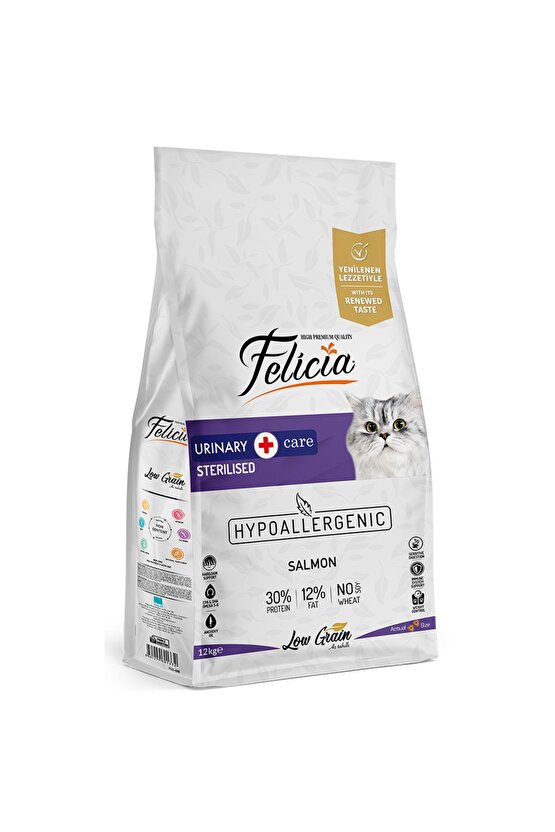 12 Kg Somonlu Az Tahıllı Kısırlaştırılmış Kedi Maması Hypoallergenic Kedi Maması