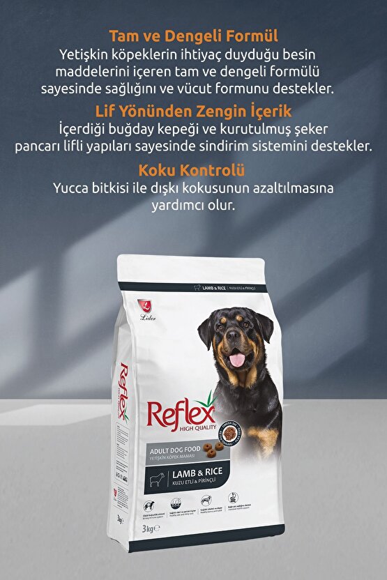 Kuzulu Pirinçli Yetişkin Köpek Maması 3 Kg