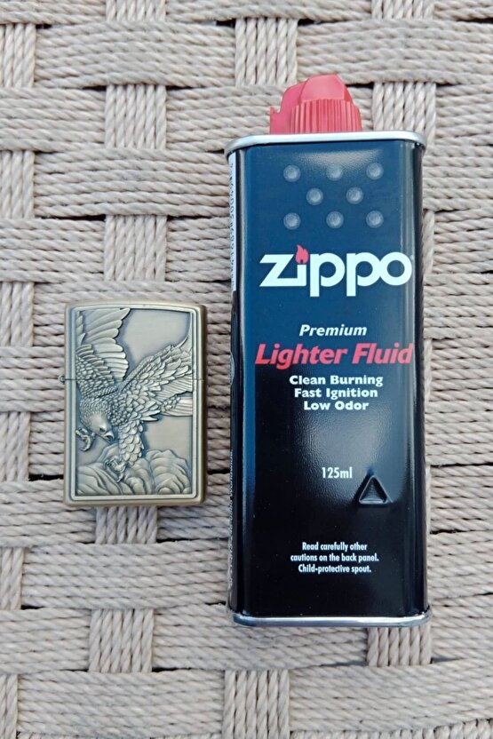 Ozel Tasarim Sari renkli Eagle kabartmali premium zippo Cakmak