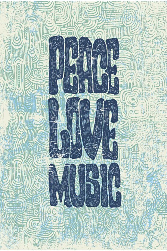 peace love music hippi retro ahşap poster