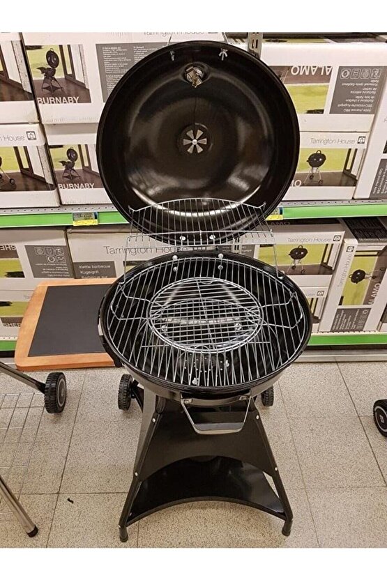 Burnaby Kömürlü Mangal Yuvarlak Küre Mangal Termometreli 53 Cm