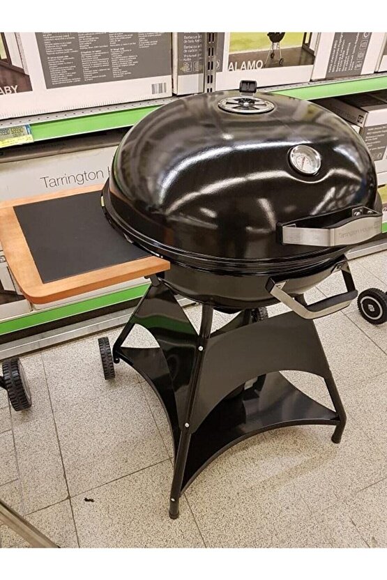 Burnaby Kömürlü Mangal Yuvarlak Küre Mangal Termometreli 53 Cm