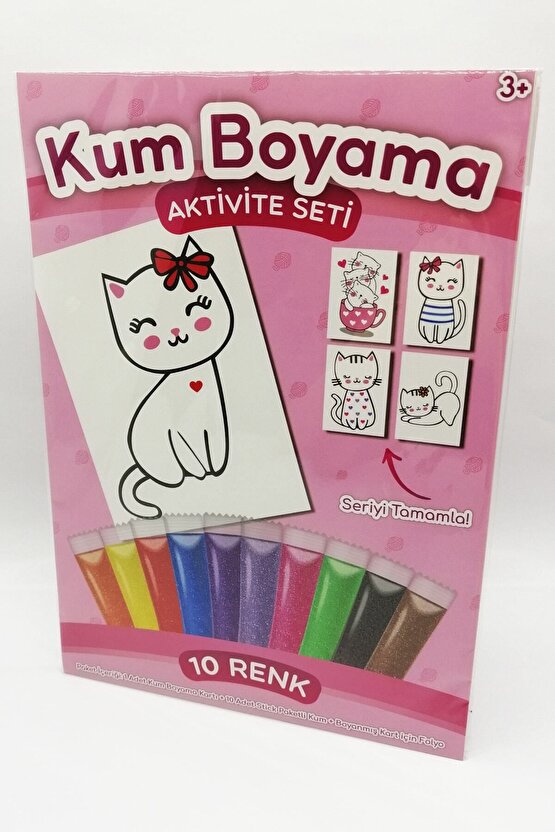 Fiyonklu Kedi | Kedi Kum Boyama Aktivite Seti