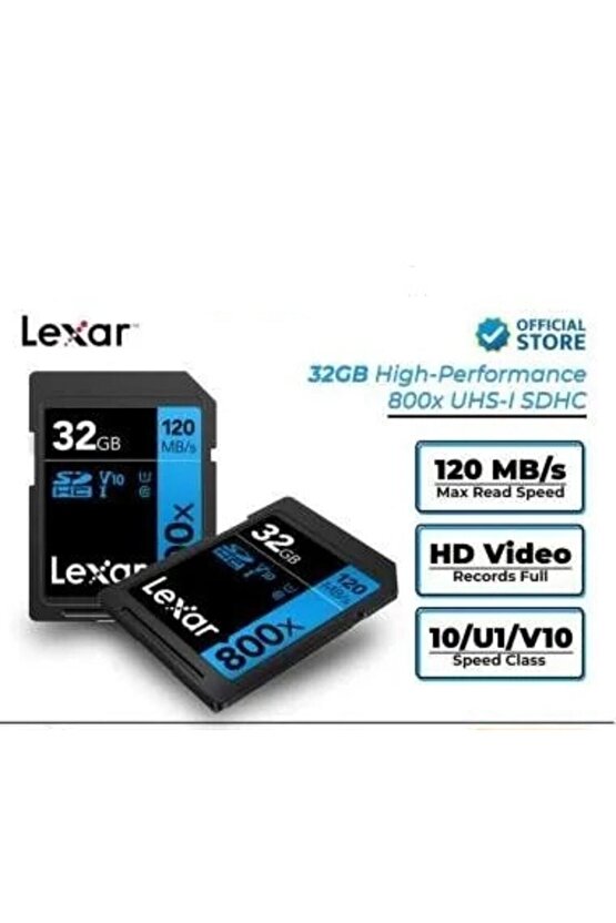 32gb 800x Sdhc U1 V10 C10 4k Uhd 120mbs Uhs-ı Hafiza Karti (blue Serıes )