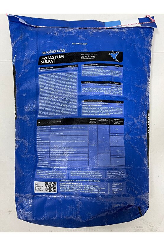 Potasyum Sülfat - Toz Gübre 25 Kg Potasyum Gübresi