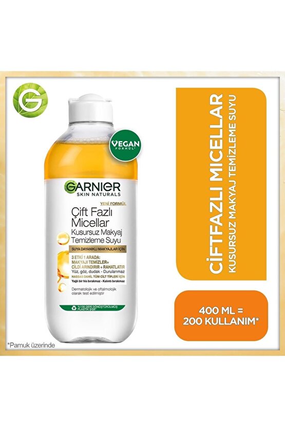 Çift Fazlı Micellar Kusursuz Makyaj Temizleme Suyu 400 Ml